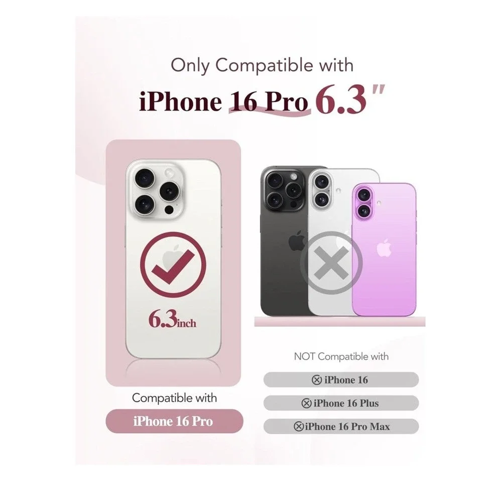 BERFY Magnetic for iPhone 16 Pro Case  Pink Compatible‎ With MagSafe
